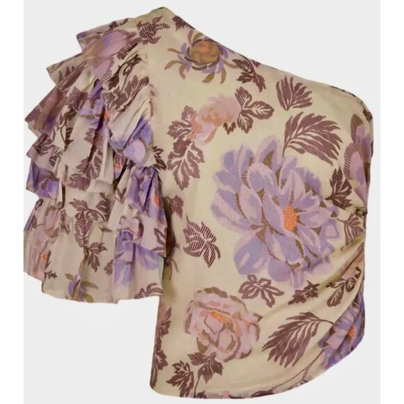 Magali Pascal Desa Black One-Shoulder Ruched Ruffled Top – NEW Size Small - Picture 7 of 9